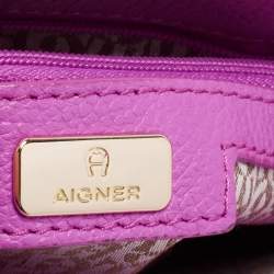 Pre Owned Aigner Pink Textured Leather Genoveva Shoulder Bag w/ Wallet
