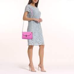 Pre Owned Aigner Pink Textured Leather Genoveva Shoulder Bag w/ Wallet