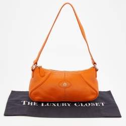 Pre Owned حقيبة كتف إيغنر جلد برتقالية