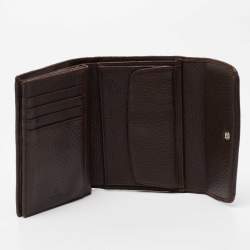 Aigner Brown Leather Logo Flap Trifold Wallet