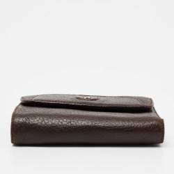 Aigner Brown Leather Logo Flap Trifold Wallet