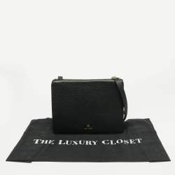 Pre Owned Aigner Black Leather Flap Crossbody Bag