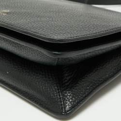 Pre Owned Aigner Black Leather Flap Crossbody Bag