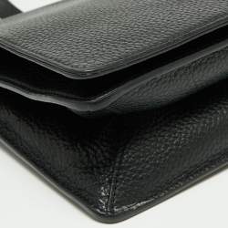 Pre Owned Aigner Black Leather Flap Crossbody Bag