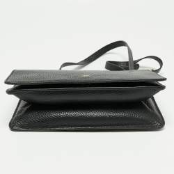 Pre Owned Aigner Black Leather Flap Crossbody Bag