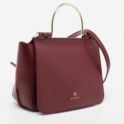 Pre Owned Aigner Burgundy Leather Lexi Top Handle Bag