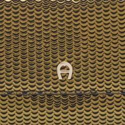 Pre Owned Aigner Olive Green Foil Leather Continental Wallet