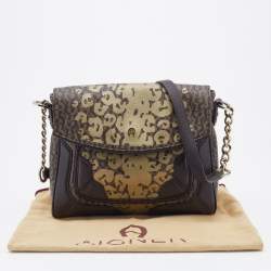Pre Owned Aigner Brown/Beige Coated Canvas and Leather Shoulder Bag