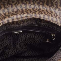 Pre Owned Aigner Brown/Beige Coated Canvas and Leather Shoulder Bag
