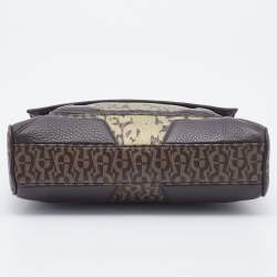 Pre Owned Aigner Brown/Beige Coated Canvas and Leather Shoulder Bag