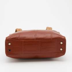 Pre Owned Aigner Brown Croc Embossed Leather Tote
