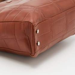 Pre Owned Aigner Brown Croc Embossed Leather Tote