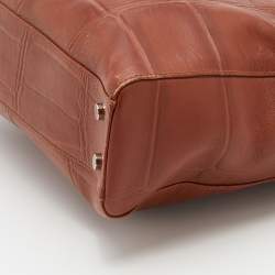 Pre Owned Aigner Brown Croc Embossed Leather Tote