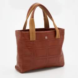 Pre Owned Aigner Brown Croc Embossed Leather Tote