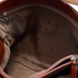 Pre Owned Aigner Brown Croc Embossed Leather Tote