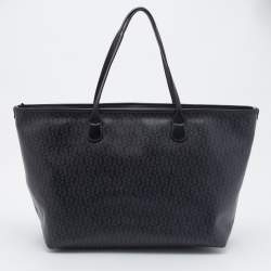Pre Owned Aigner Black Signature Coated Canvas and Leather Tote