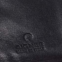 Aigner Black Leather Trifold Compact Wallet