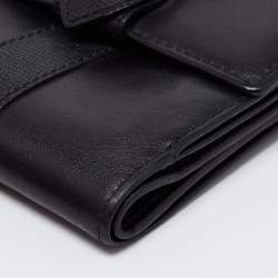 Aigner Black Leather Trifold Compact Wallet