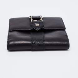 Aigner Black Leather Trifold Compact Wallet