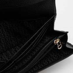 Pre Owned Aigner Black Leather Flap Continental Wallet