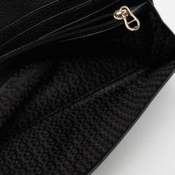Pre Owned Aigner Black Leather Flap Continental Wallet
