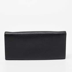 Pre Owned Aigner Black Leather Flap Continental Wallet
