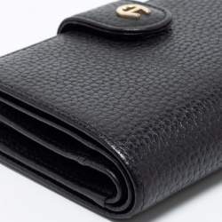 Pre Owned Aigner Black Leather Diadora French Wallet