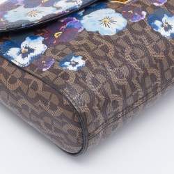 Pre Owned Aigner Multicolor Floral Print Coated Canvas and Leather Shoulder Bag