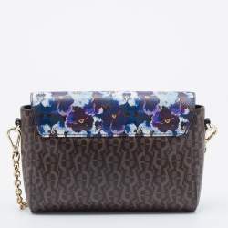 Pre Owned Aigner Multicolor Floral Print Coated Canvas and Leather Shoulder Bag