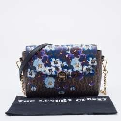 Pre Owned Aigner Multicolor Floral Print Coated Canvas and Leather Shoulder Bag