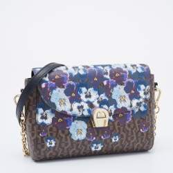 Pre Owned Aigner Multicolor Floral Print Coated Canvas and Leather Shoulder Bag