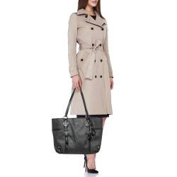 Aigner Black Signature Coated Canvas And Leather Tote