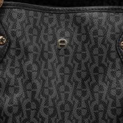 Aigner Black Signature Coated Canvas And Leather Tote