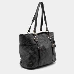 Aigner Black Signature Coated Canvas And Leather Tote