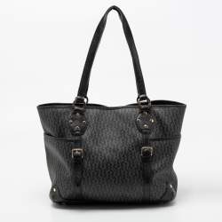 Aigner Black Signature Coated Canvas And Leather Tote