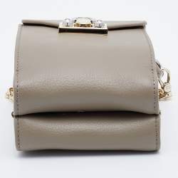 Pre Owned Aigner Grey Leather XS Mina Crossbody Bag