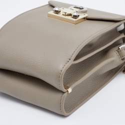 Pre Owned Aigner Grey Leather XS Mina Crossbody Bag