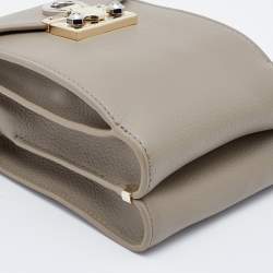 Pre Owned Aigner Grey Leather XS Mina Crossbody Bag