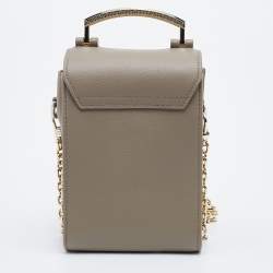 Pre Owned Aigner Grey Leather XS Mina Crossbody Bag