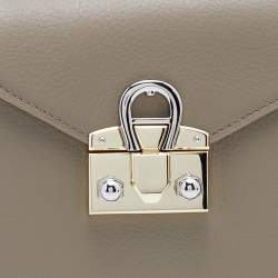 Pre Owned Aigner Grey Leather XS Mina Crossbody Bag