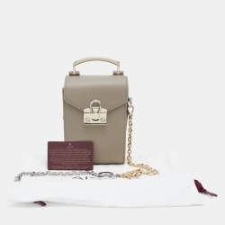 Pre Owned Aigner Grey Leather XS Mina Crossbody Bag