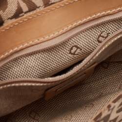 Pre Owned Aigner Brown Signature Canvas and Leather Buckle Flap Pouch