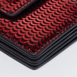 Aigner Red Embossed Leather Compact Wallet
