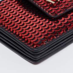 Aigner Red Embossed Leather Compact Wallet