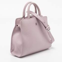 Aigner Lavender Grained Leather Cybill Tote