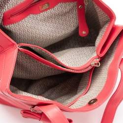 Pre Owned Aigner Rose Red Leather Bow Tote