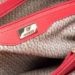 Pre Owned Aigner Rose Red Leather Bow Tote