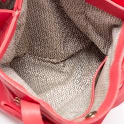 Pre Owned Aigner Rose Red Leather Bow Tote