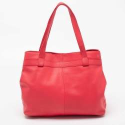 Pre Owned Aigner Rose Red Leather Bow Tote
