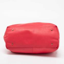 Pre Owned Aigner Rose Red Leather Bow Tote